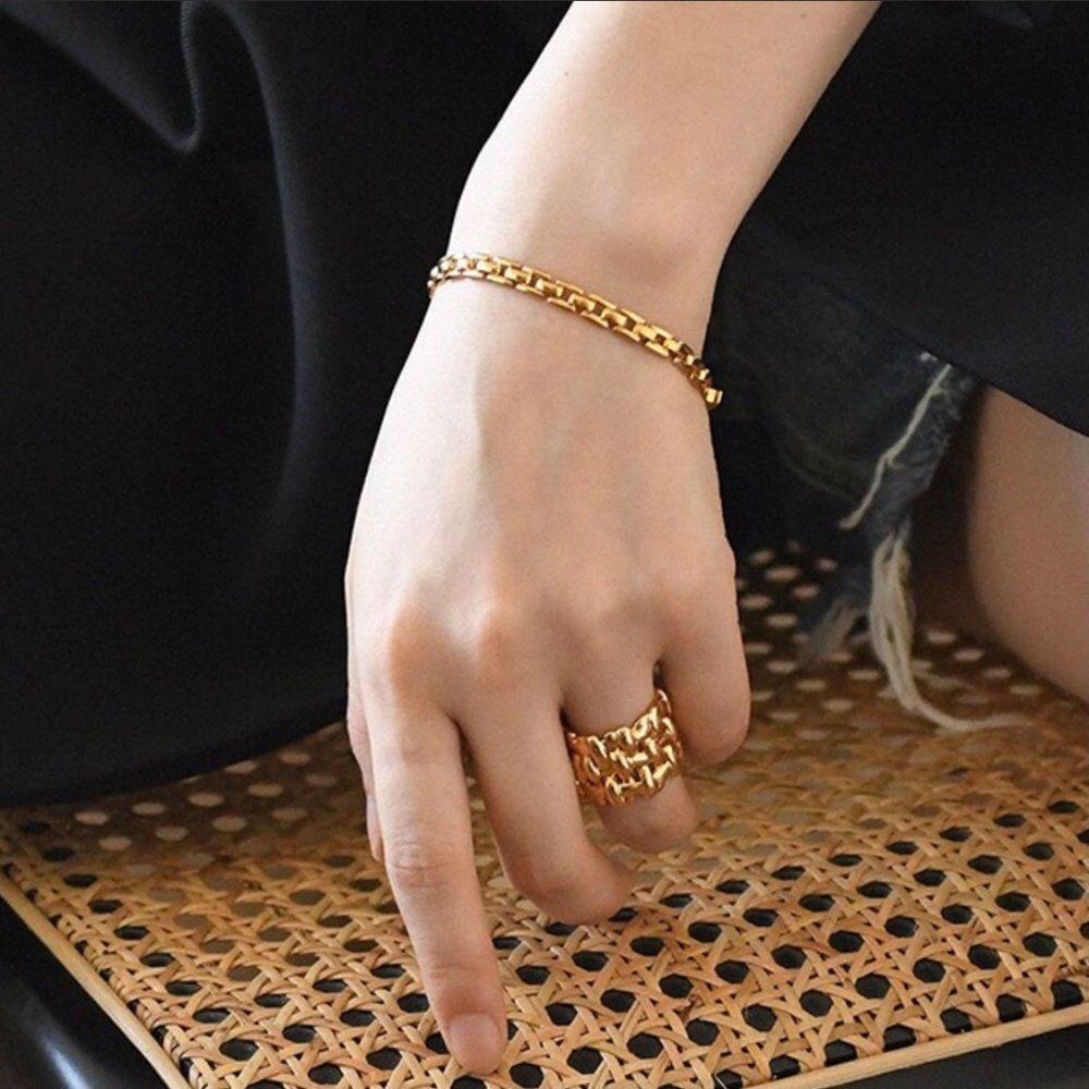 18K Gold GP Pantheon Chain Bracelet - Picture 1 of 4
